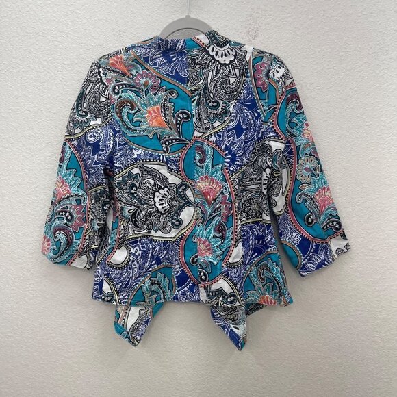 Chicos Colorful Paisley Linen Lightweight Open Cardigan Womens size Small (0) - Picture 7 of 7